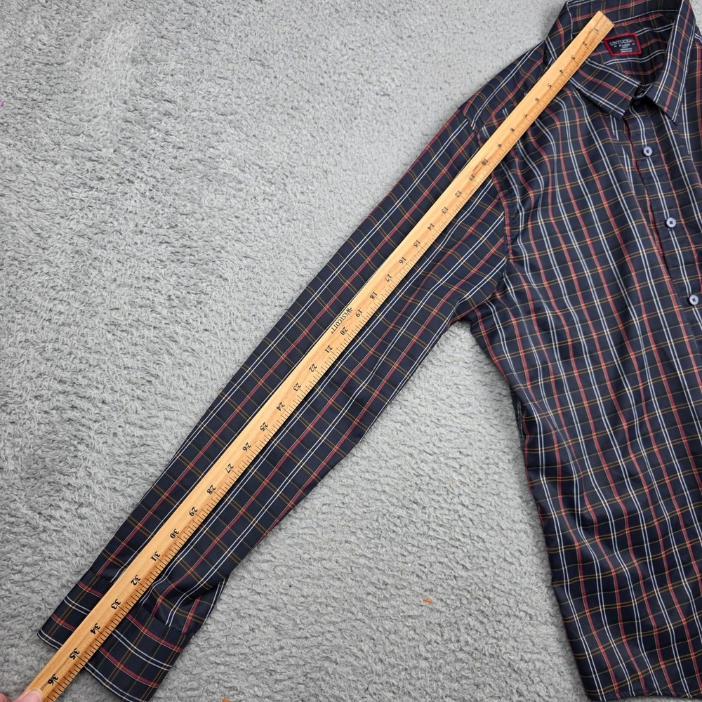 UNTUCKit Button Down Shirt Mens XL Navy Blue Valencay Plaid Slim Fit Long Sleeve - Picture 6 of 14